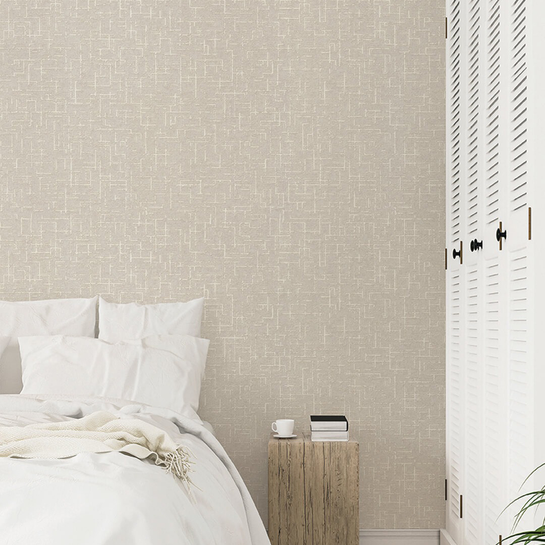 Soft Beige Abstract Maze Texture Wallpaper