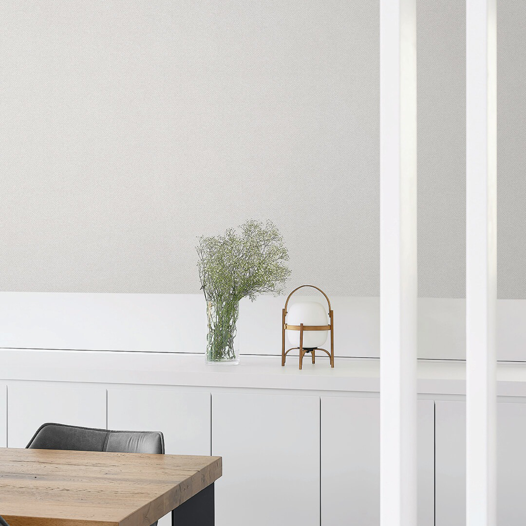 Pale Grey Plain Linen Weave Wallpaper