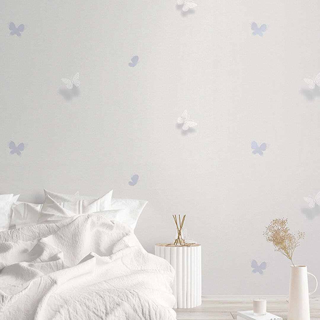 Cloud Grey Butterfly Kids Wallpaper