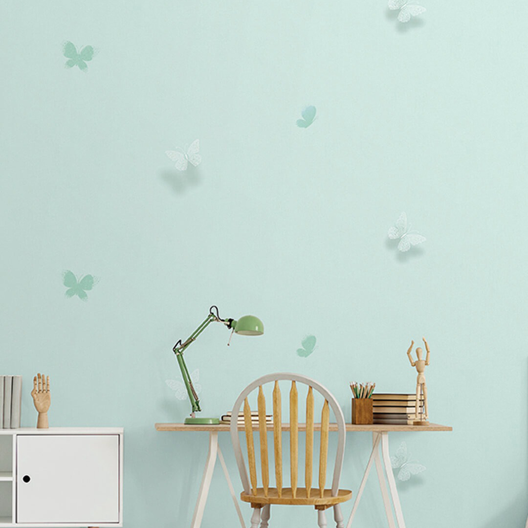 Mint Green Butterfly Kids Wallpaper