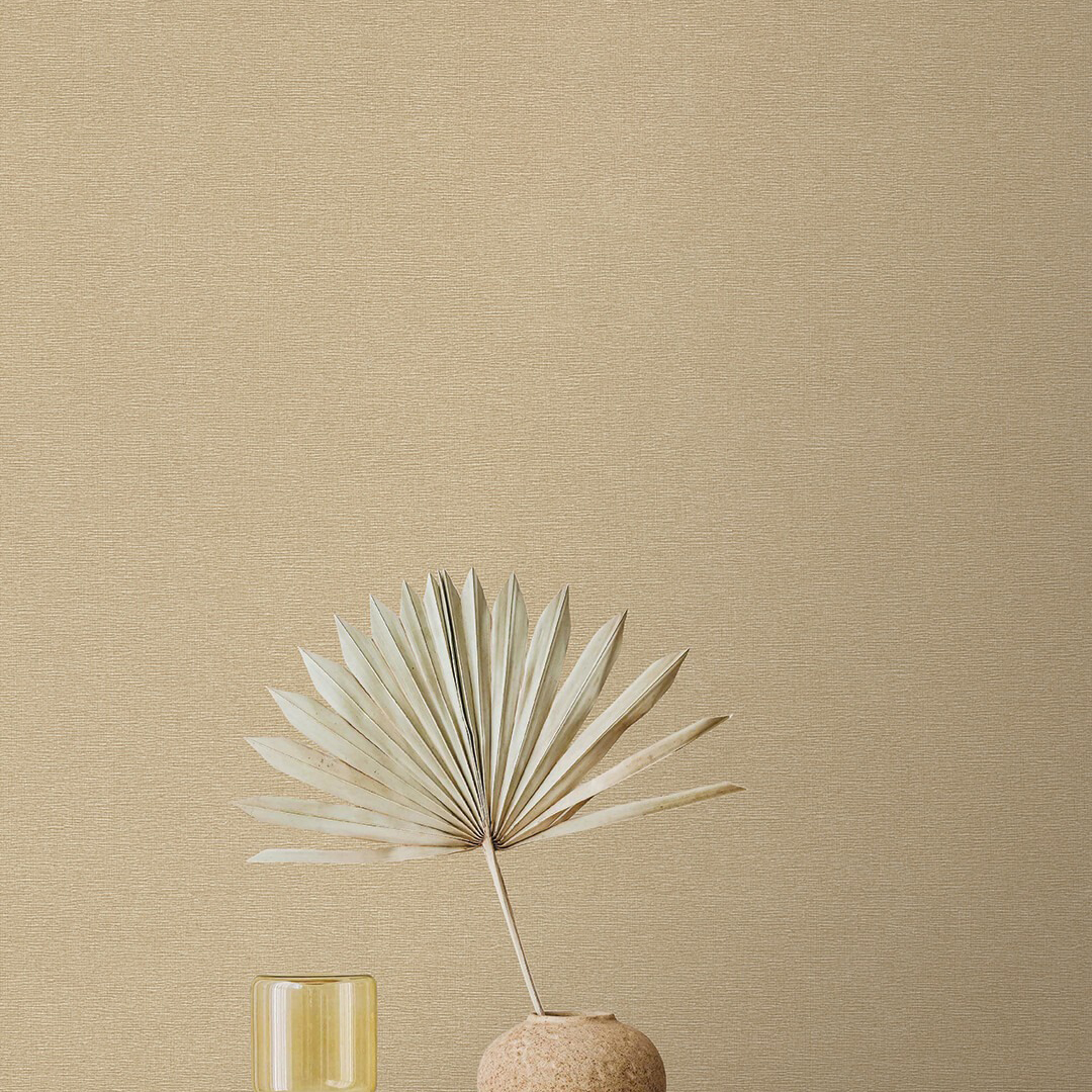 Camel Gold Strie Linen Wallpaper