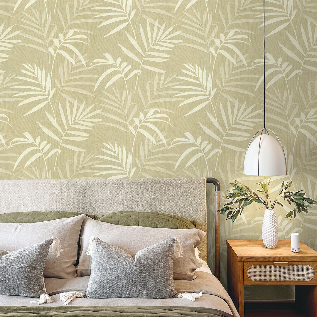 Olive Green Palm Leaf Wallpaper