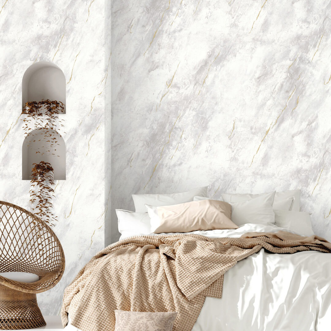 White & Gold Marble Wallpaper