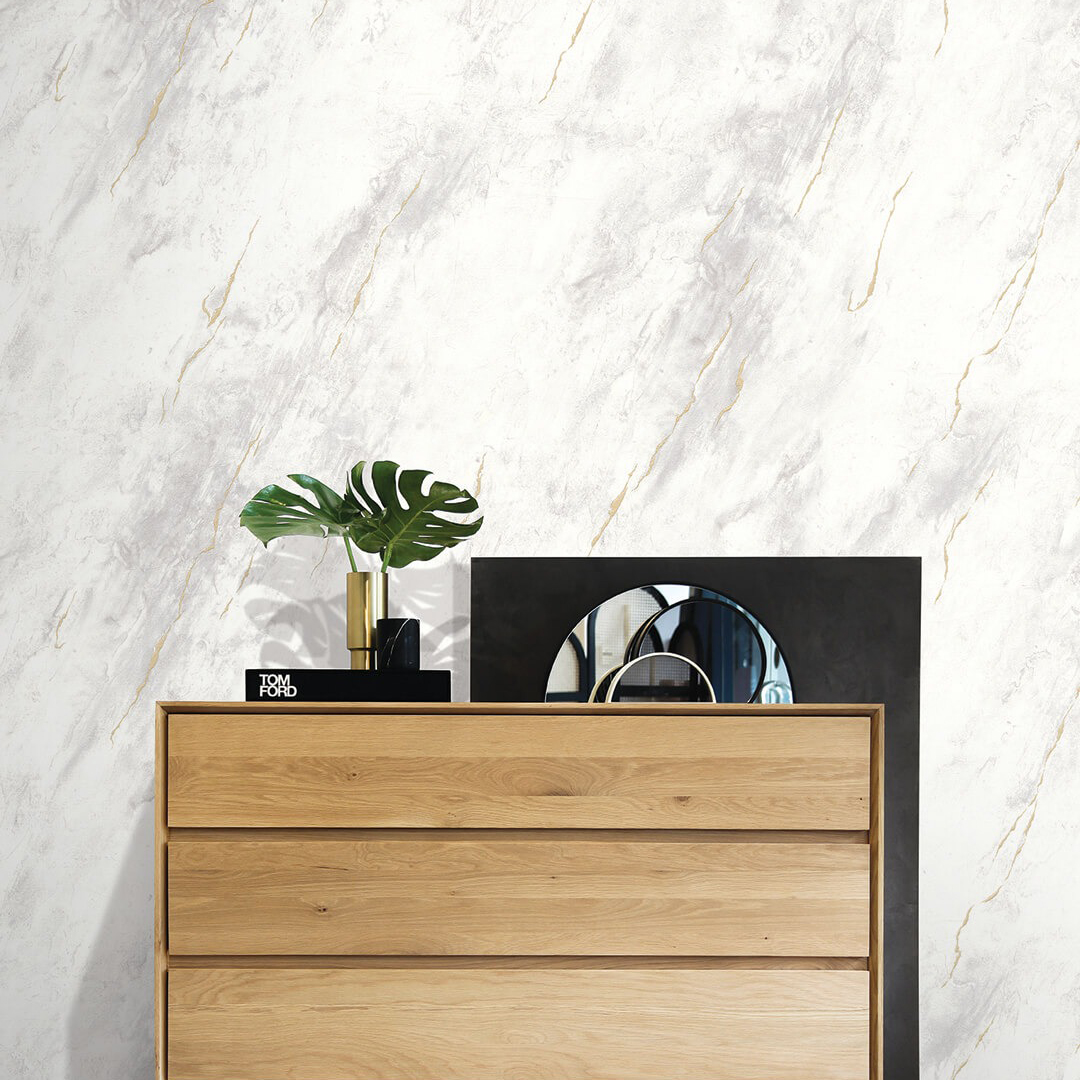 White & Gold Marble Wallpaper