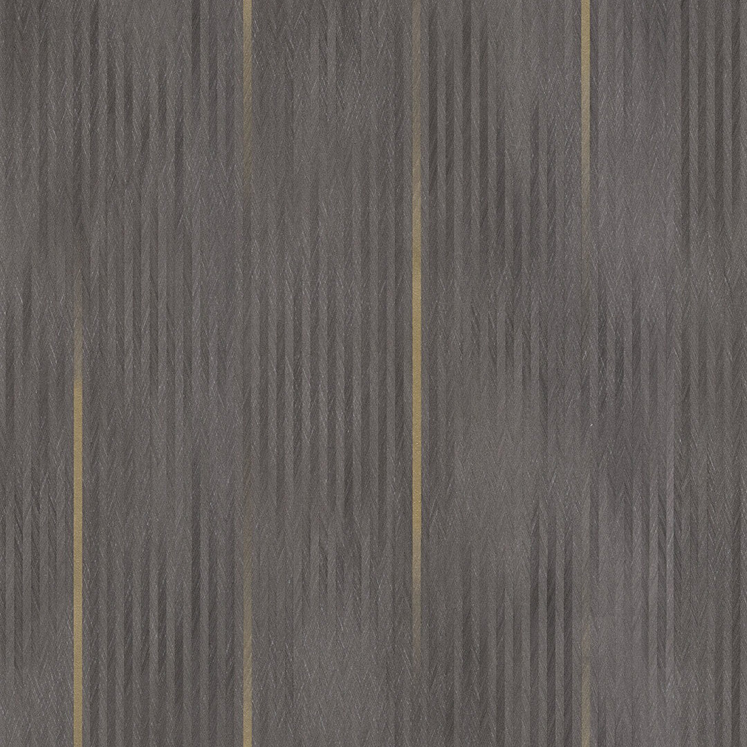 Charcoal & Gold Ikat Stripe Wallpaper