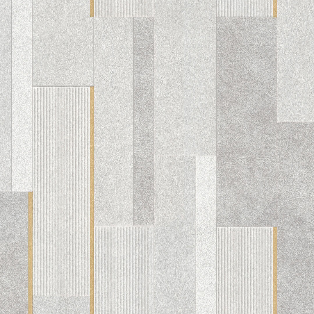 Grey & Gold Geometric Block Wallpaper