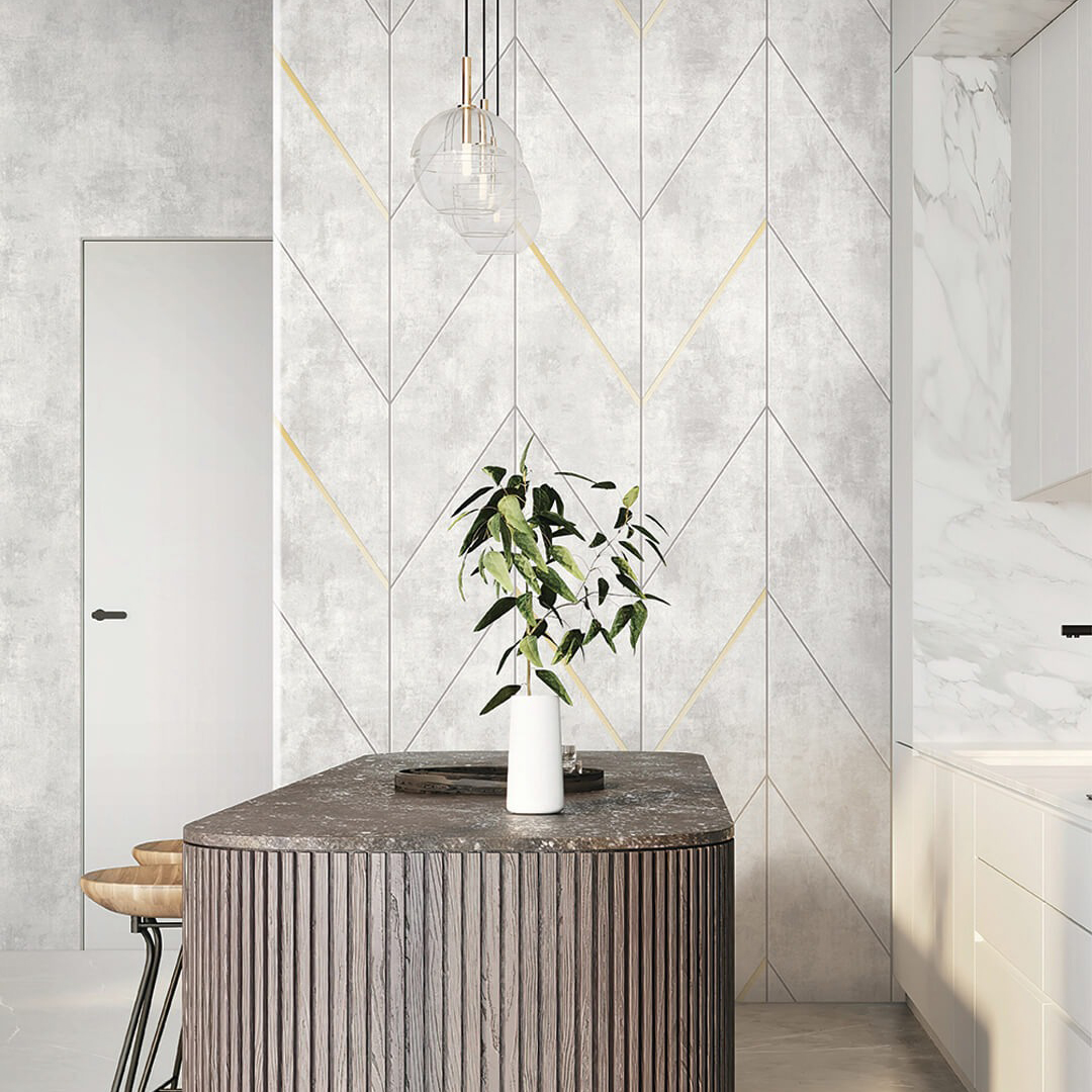 Ivory Grey & Gold Art Deco Wallpaper
