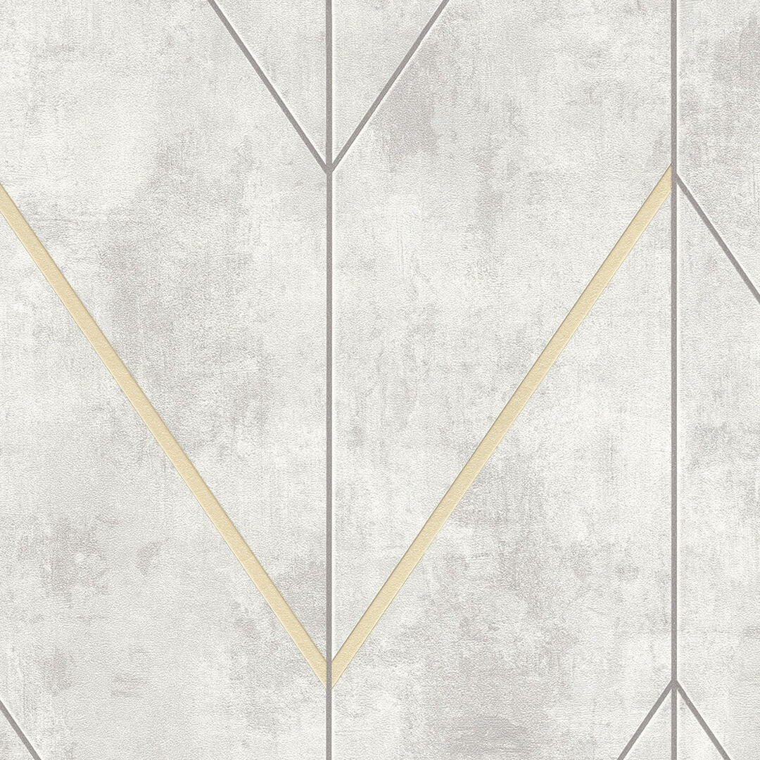 Ivory Grey & Gold Art Deco Wallpaper
