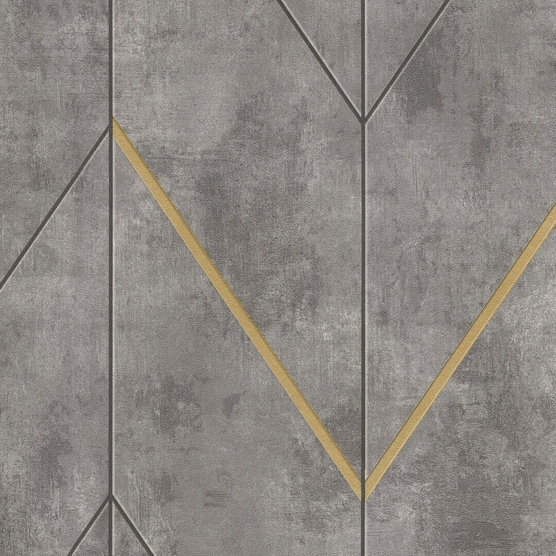 Charcoal & Gold Art Deco Wallpaper