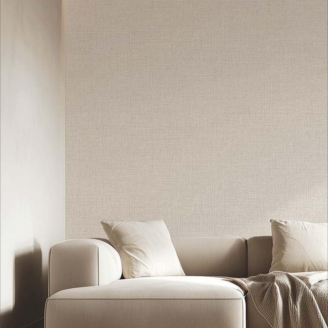 Pale Greige Coarse Linen Weave Wallpaper