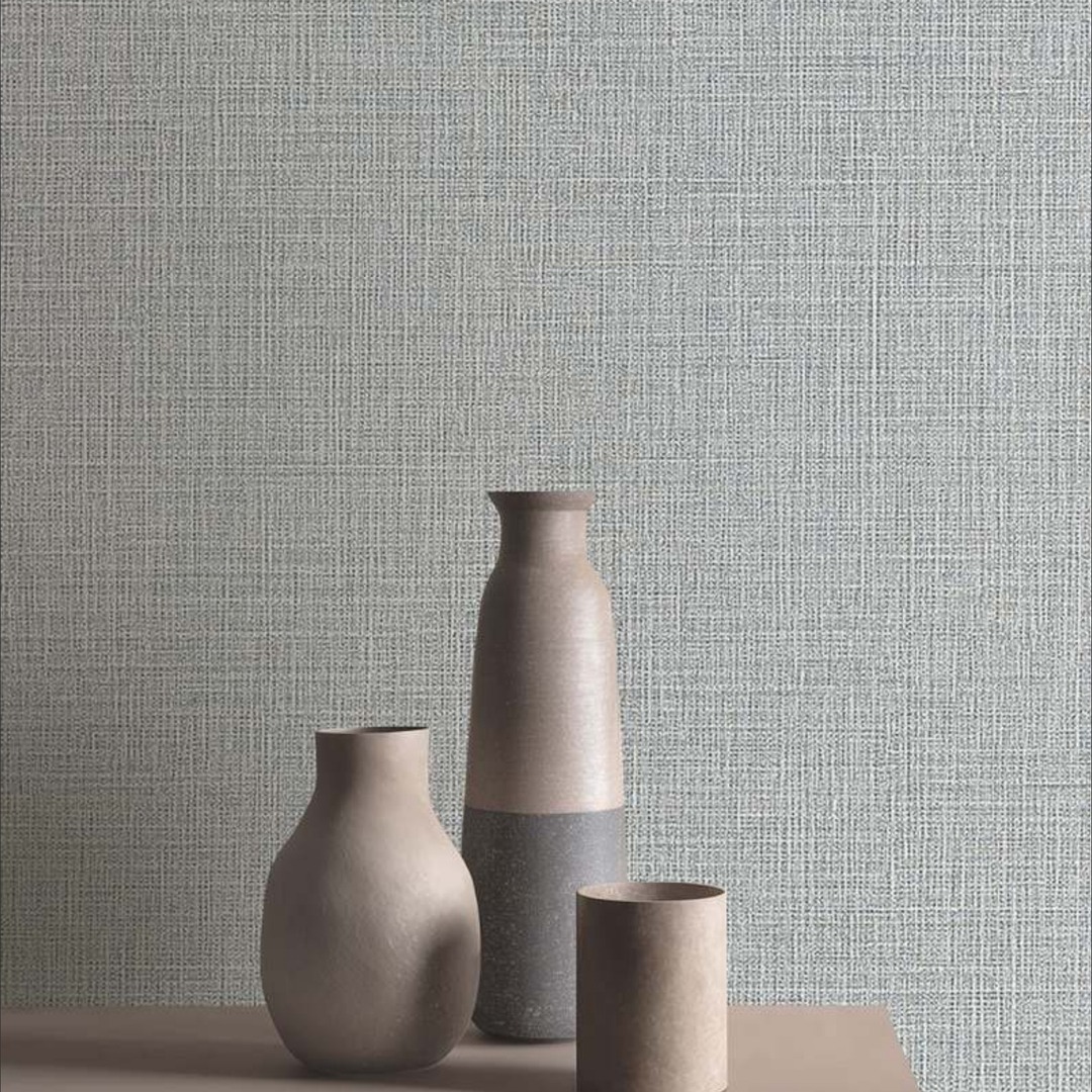 Soft Stone Grey Coarse Linen Weave Wallpaper