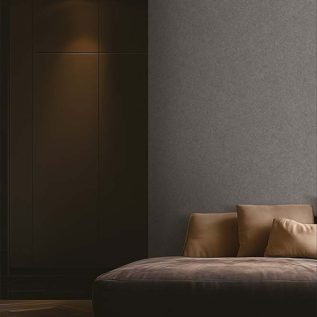 Dark Taupe Grey Mottled Suede Plain Wallpaper