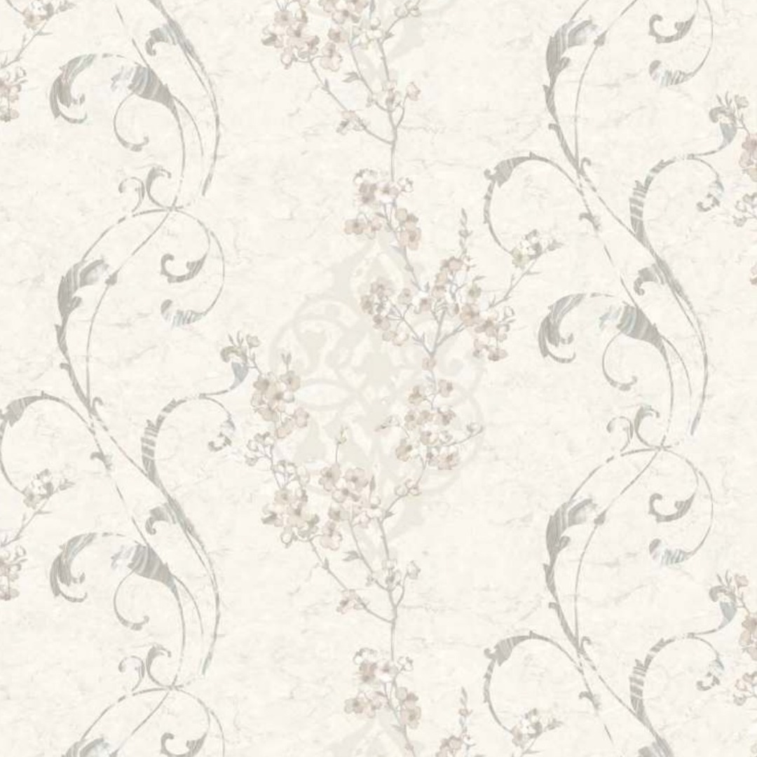 Ivory Blossom Branch Marble Wallpaper