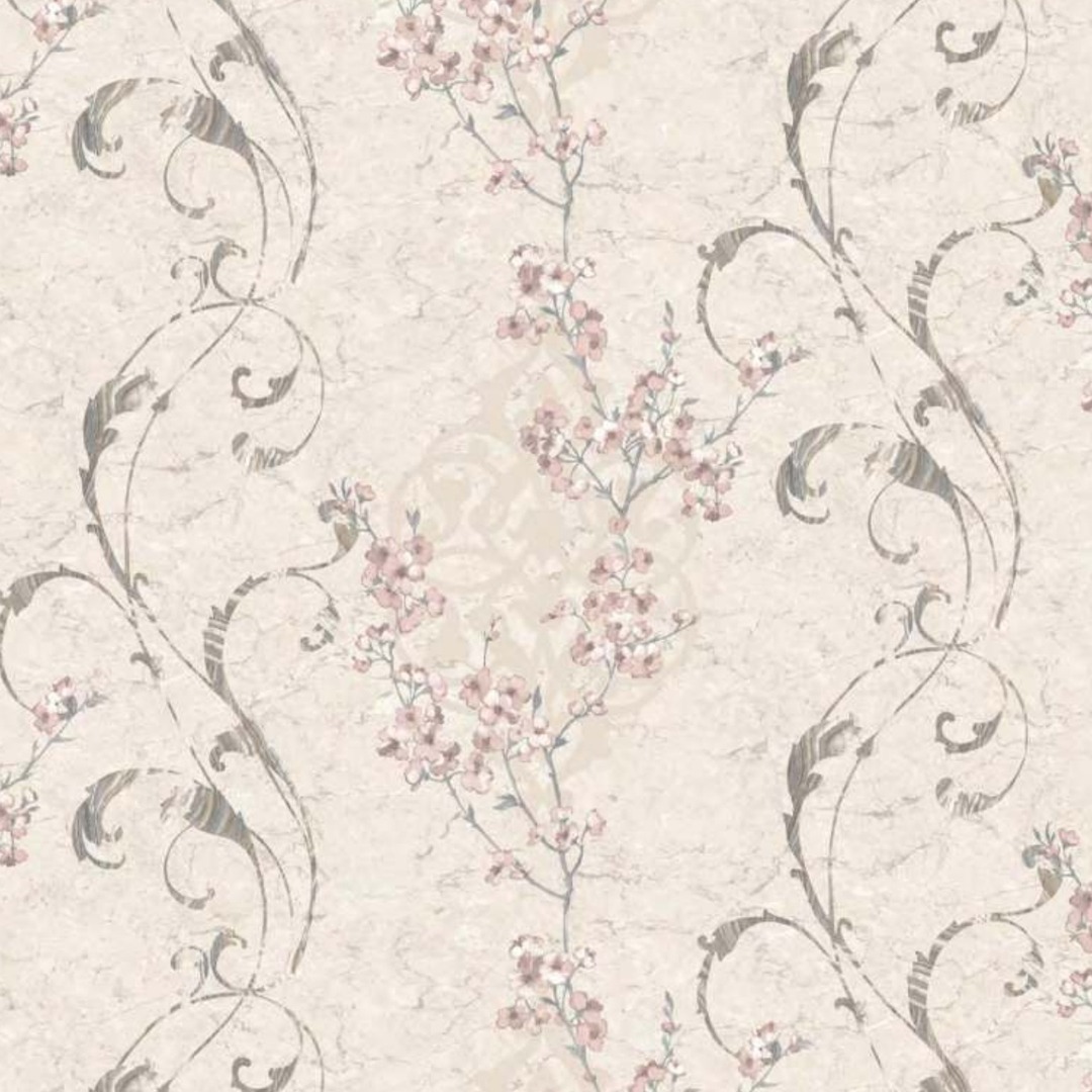 Warm Cream Blossom Branch Marble Wallpaper