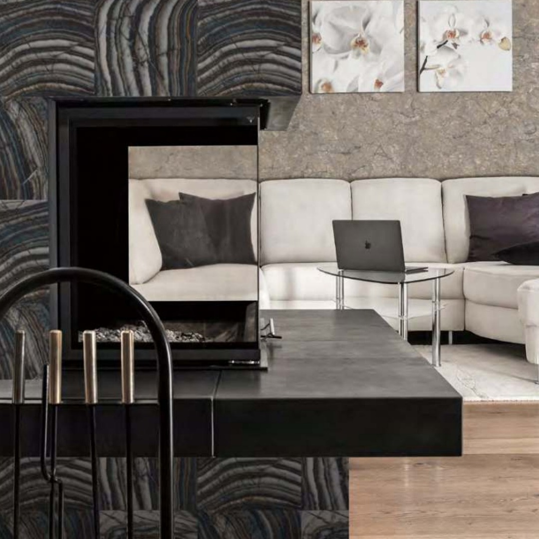 Charcoal Onyx Marble Tile Wallpaper