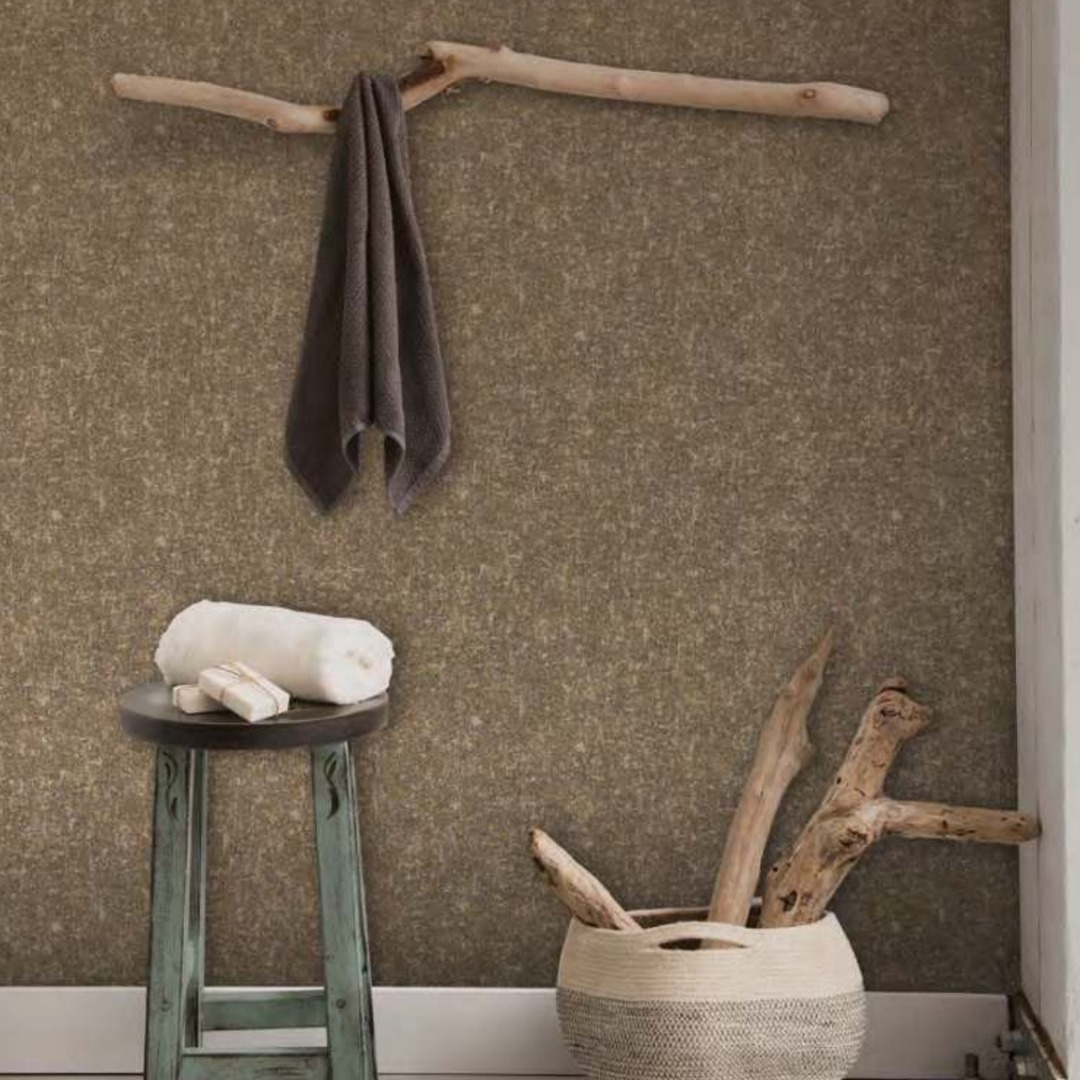 Olive Brown Wool Felt Textured Wallpaper