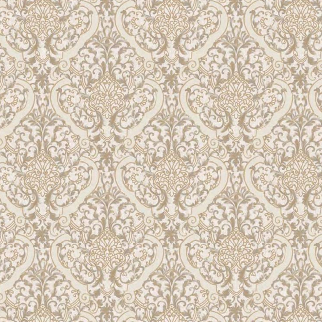 Sand Beige Classic Damask Wallpaper