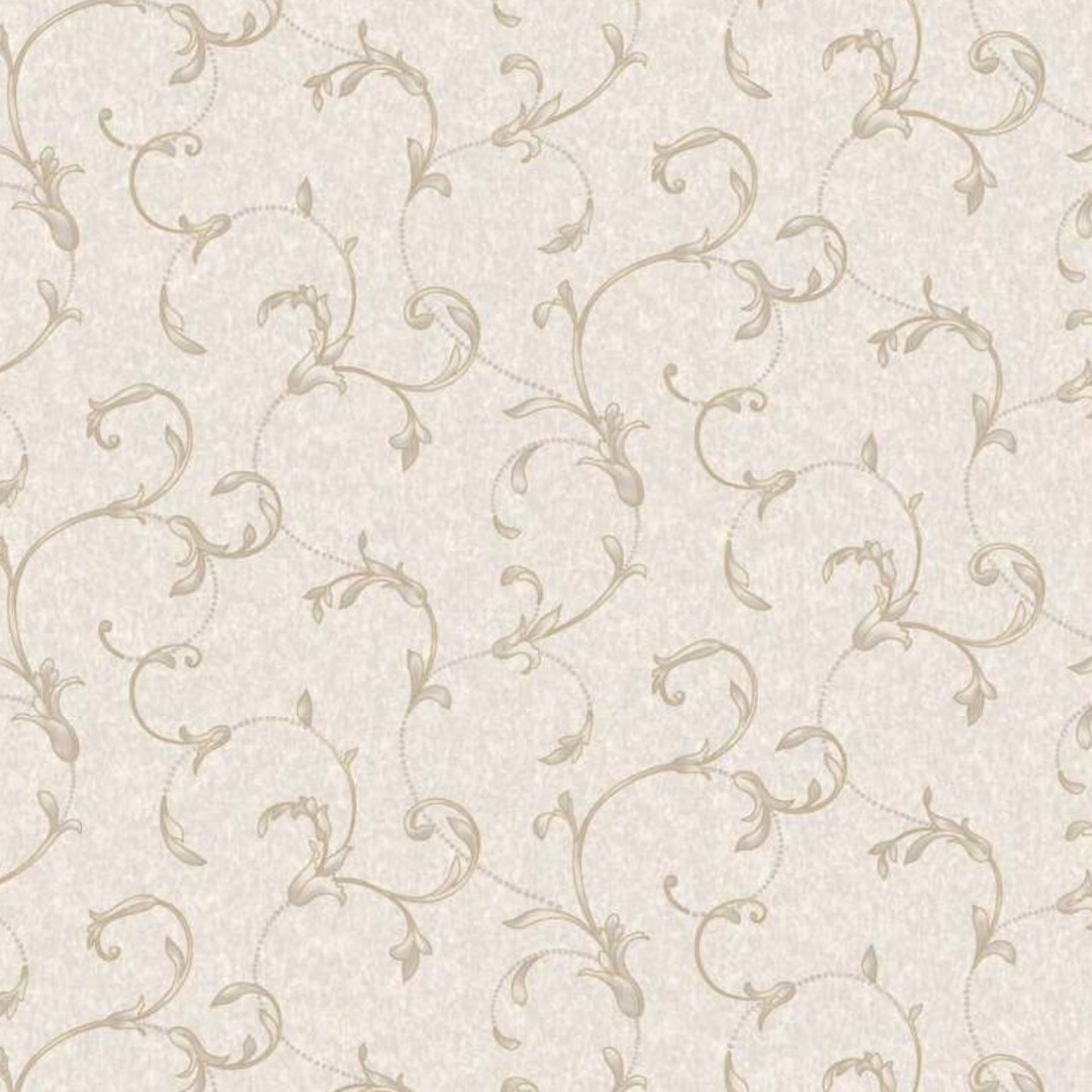 Warm Cream Leafy Scroll Trail Wallpaper