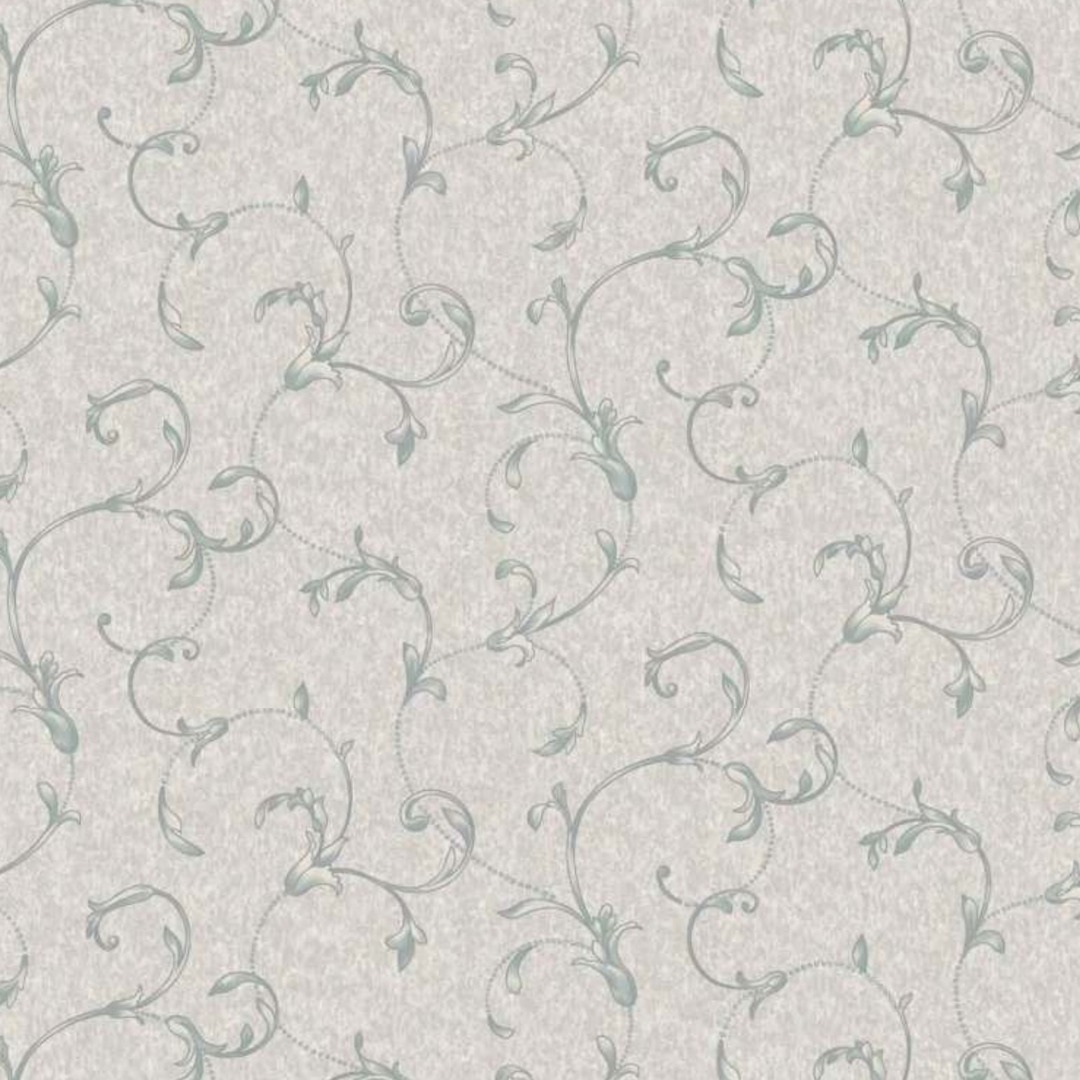 Pale Grey Leafy Scroll Trail Wallpaper