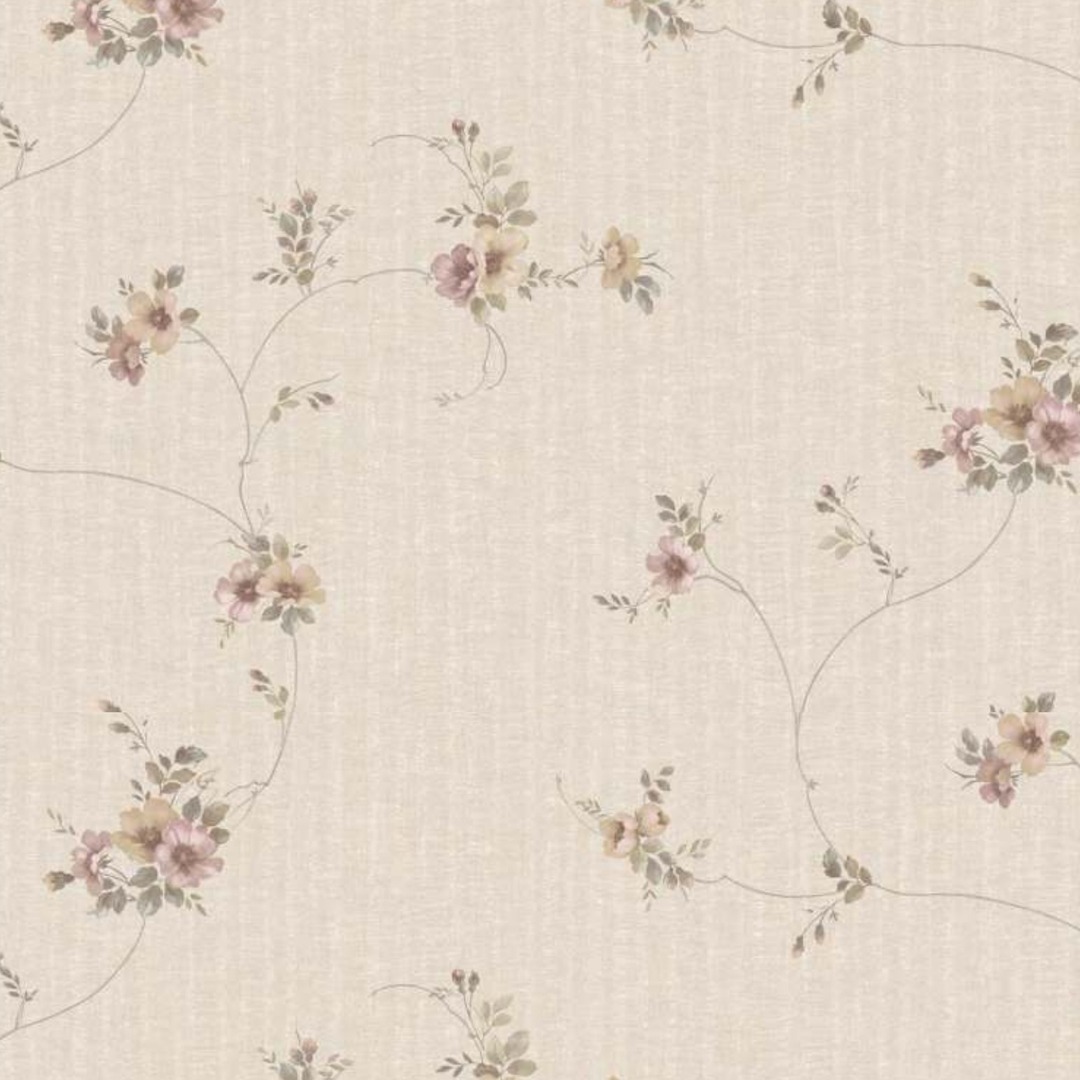 Warm Beige Floral Vine Trail Wallpaper