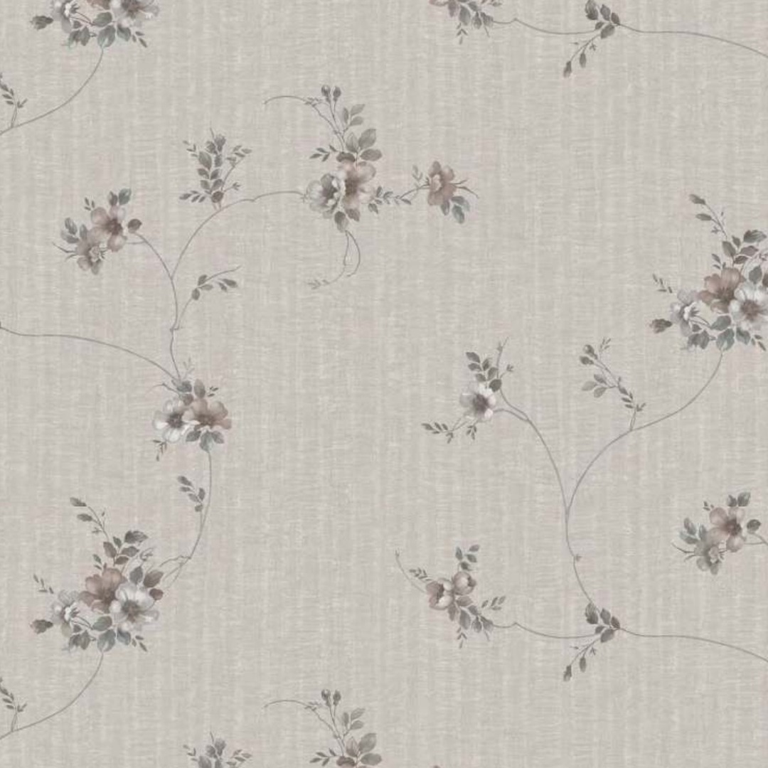 Soft Grey Floral Vine Trail Wallpaper