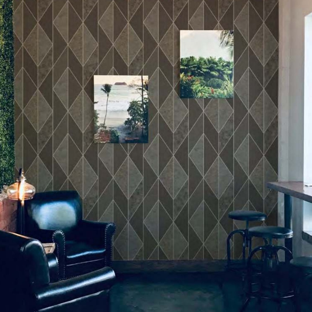Charcoal Marble Diamond Geometric Wallpaper