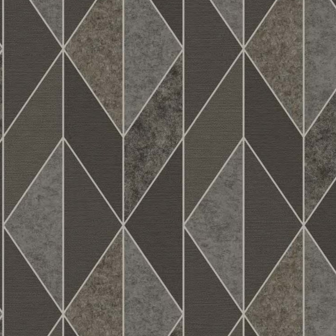 Charcoal Marble Diamond Geometric Wallpaper