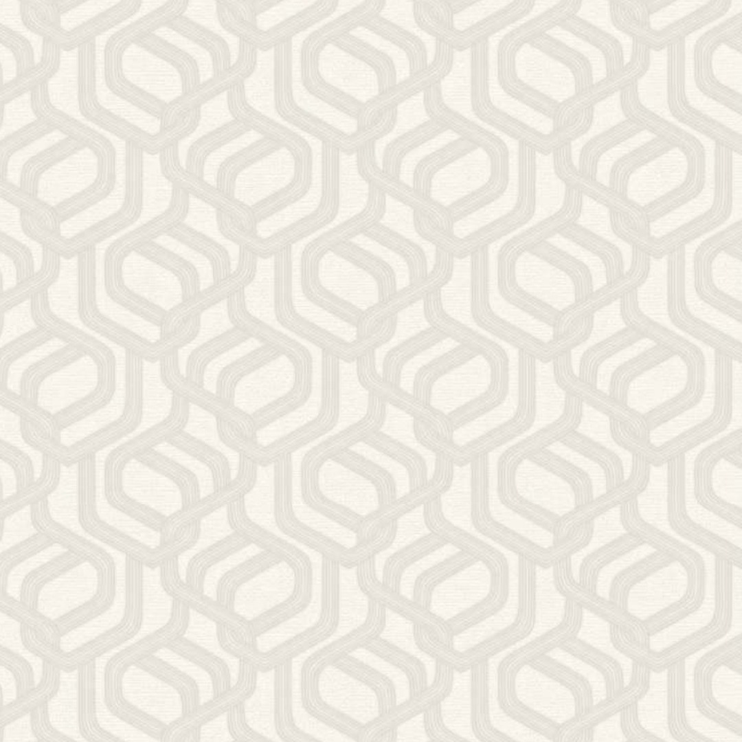 Ivory Cream Retro Hexagon Geometric Wallpaper