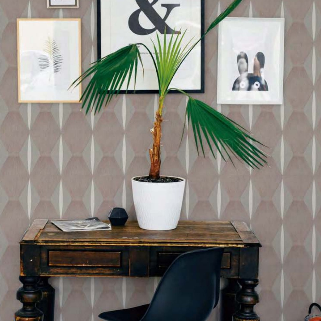 Mauve Taupe Brown Lantern Geometric Wallpaper