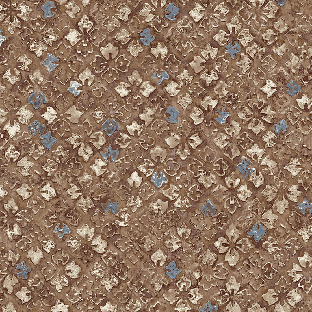 Brown Blue Moroccan Tile Mosaic Wallpaper