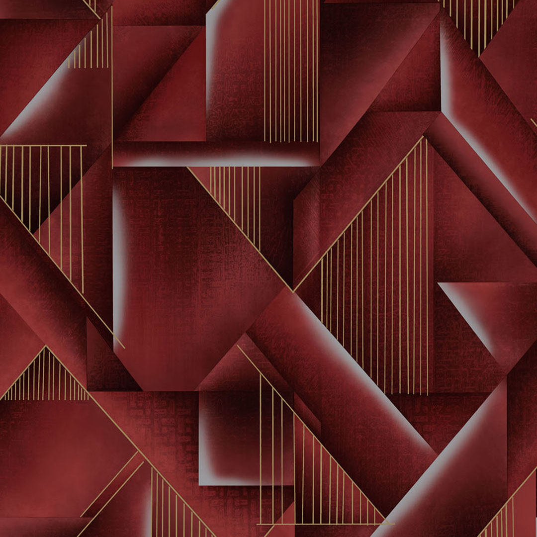 Red Gold 3D Geometric Facet Wallpaper