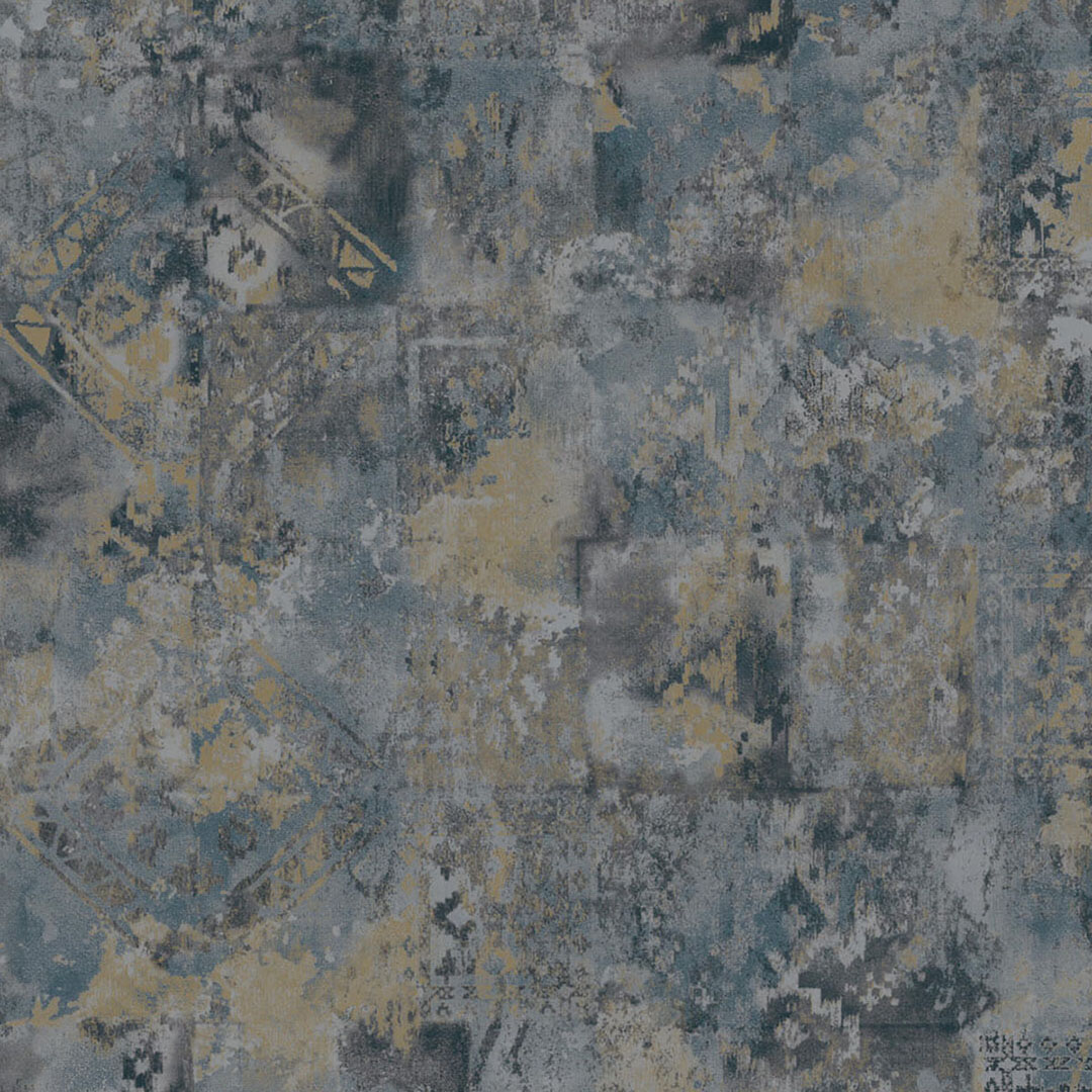 Blue Grey Vintage Patchwork Rug Wallpaper