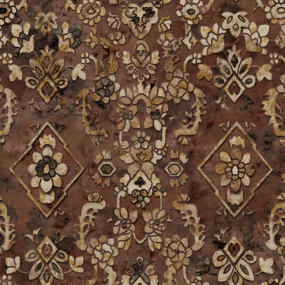 Rust Brown Vintage Persian Rug Damask Wallpaper