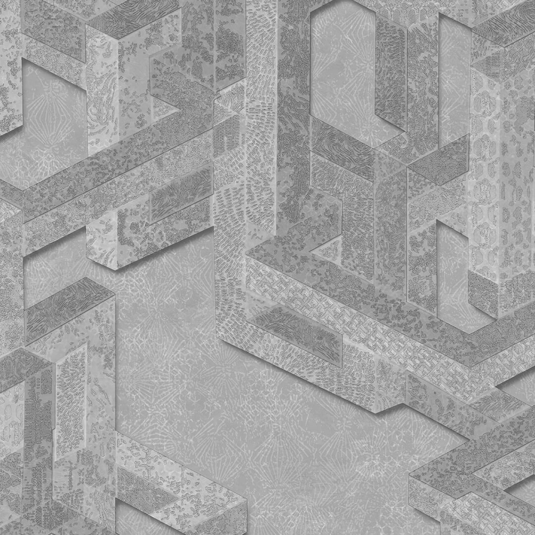 Grey 3D Geometric Beam Textured Wallpaper