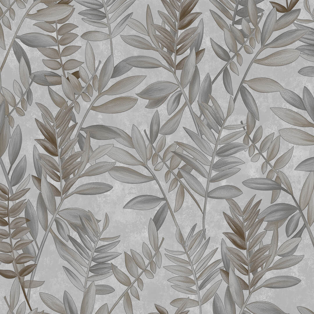 Grey Trailing Leaf Botanical Wallpaper