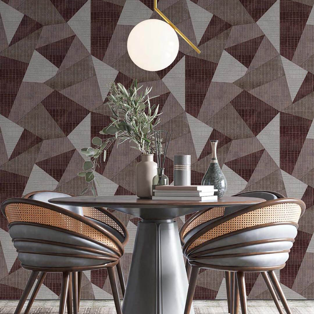 Brown Abstract Patchwork Geometric Wallpaper
