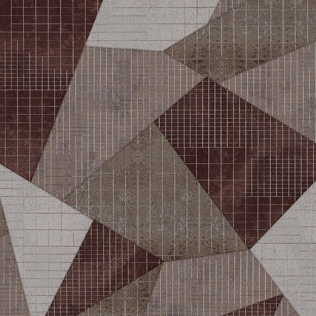Burgundy Abstract Patchwork Geometric Wallpaper