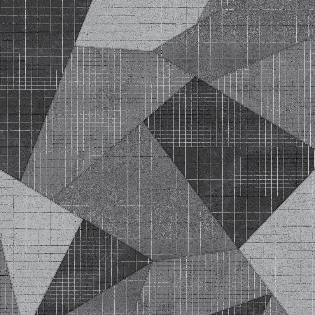 Grey Abstract Patchwork Geometric Wallpaper