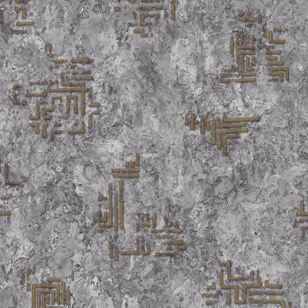 Grey Bronze Greek Key Abstract Wallpaper