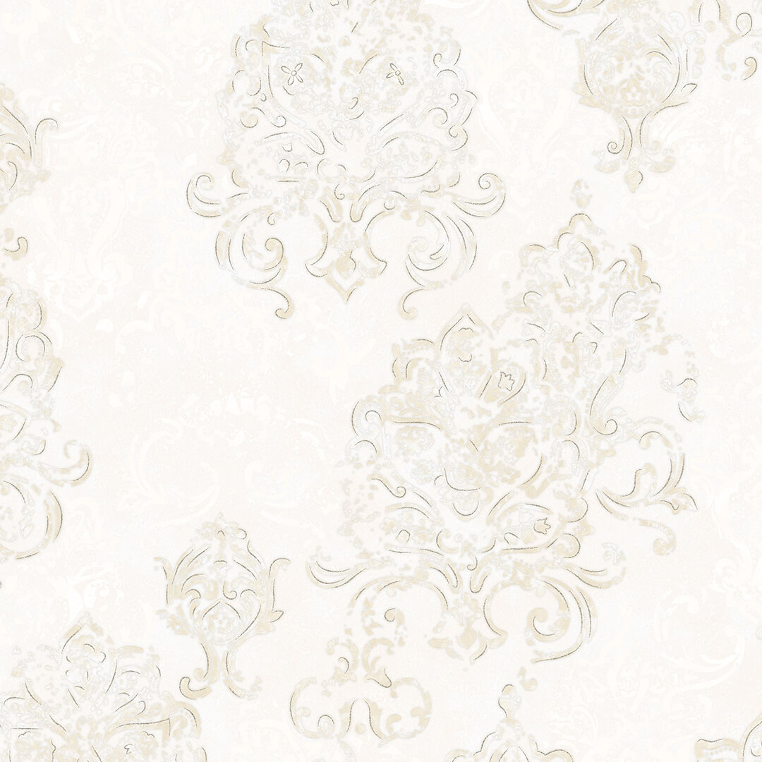 Cream Silver Baroque Damask Wallpaper