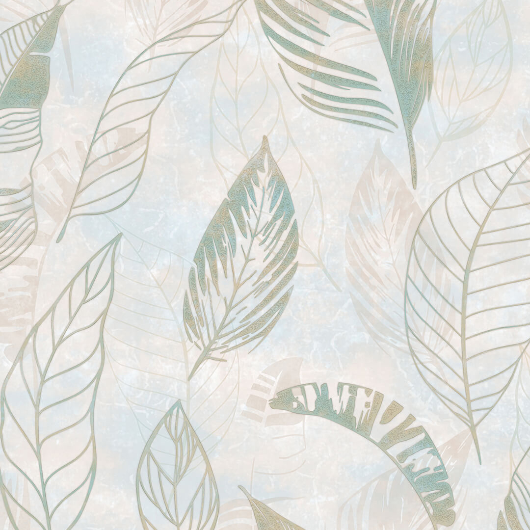 Pastel Blue Tropical Leaf Botanical Wallpaper