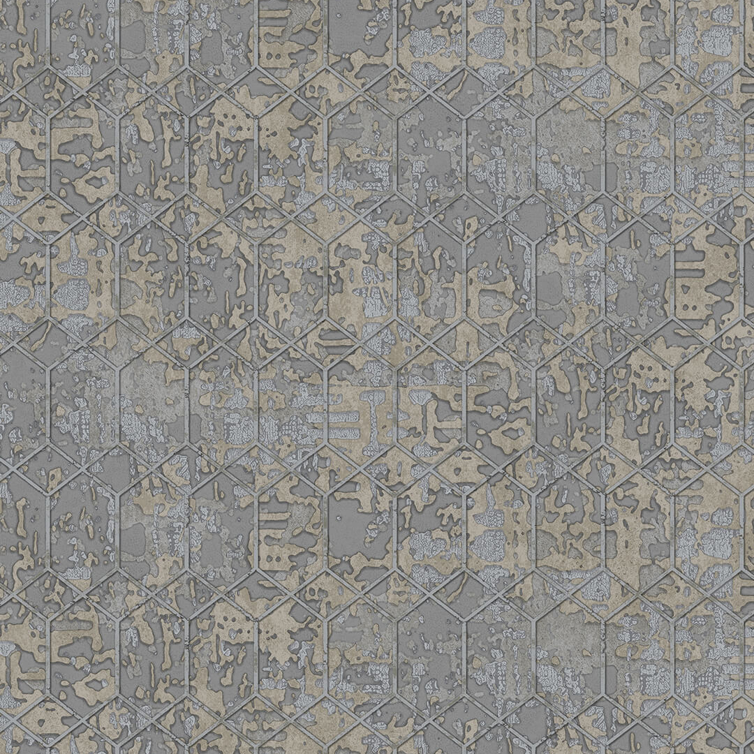 Grey Silver Hexagon Geometric Wallpaper