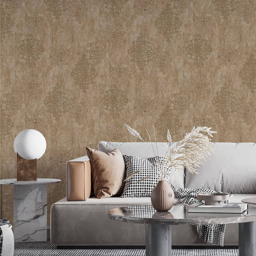 Brown Gold Moroccan Medallion Wallpaper