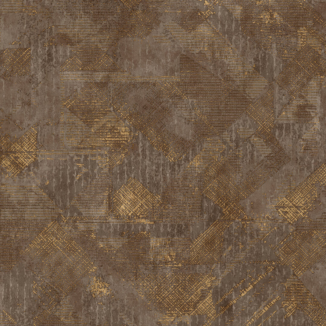 Brown Gold Diagonal Patchwork Geometric Wallpaper