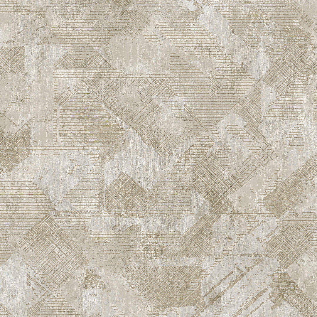 Beige Gold Diagonal Patchwork Geometric Wallpaper