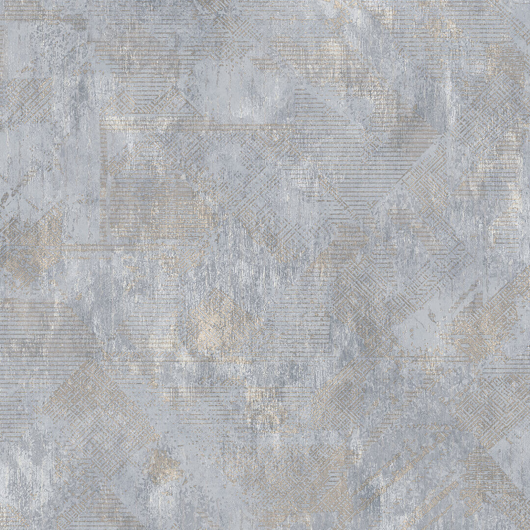 Grey Gold Diagonal Patchwork Geometric Wallpaper