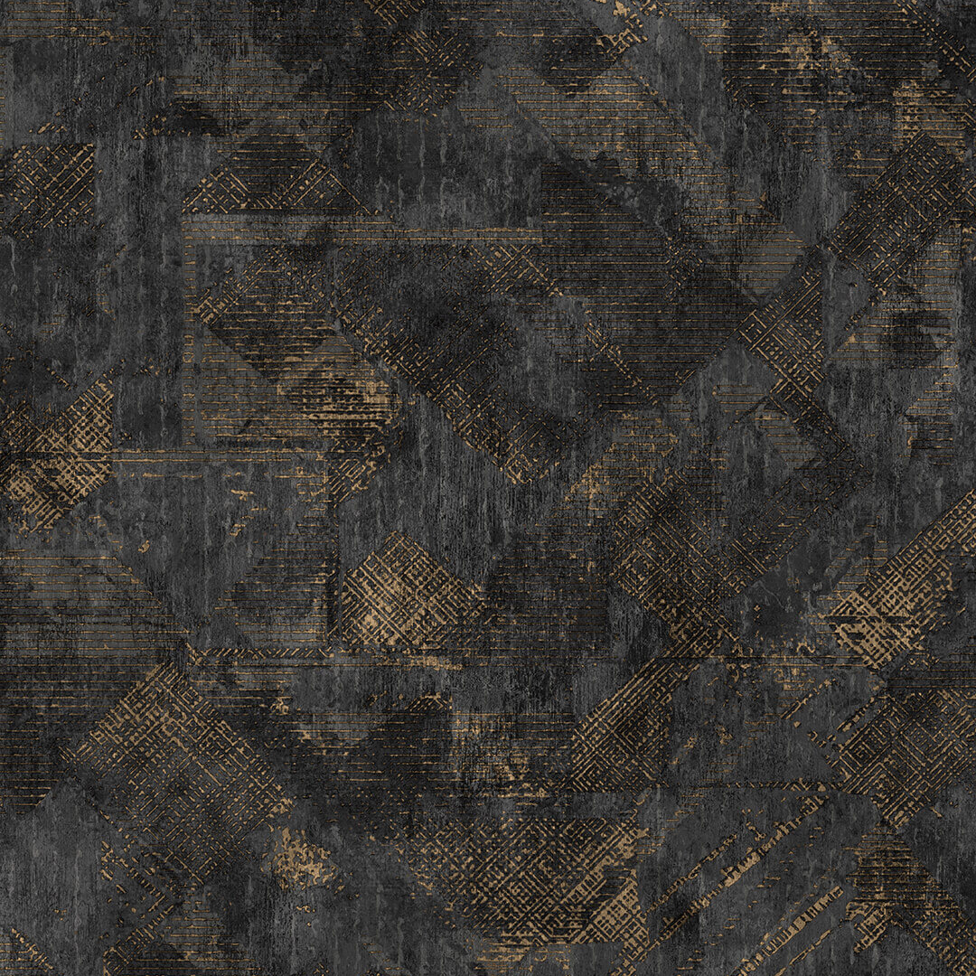 Black Gold Diagonal Patchwork Geometric Wallpaper