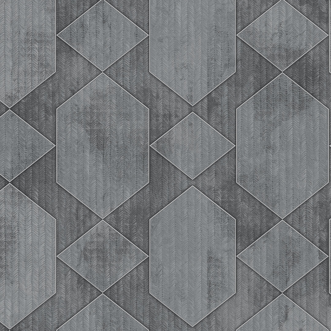 Grey Hexagon Herringbone Tile Geometric Wallpaper