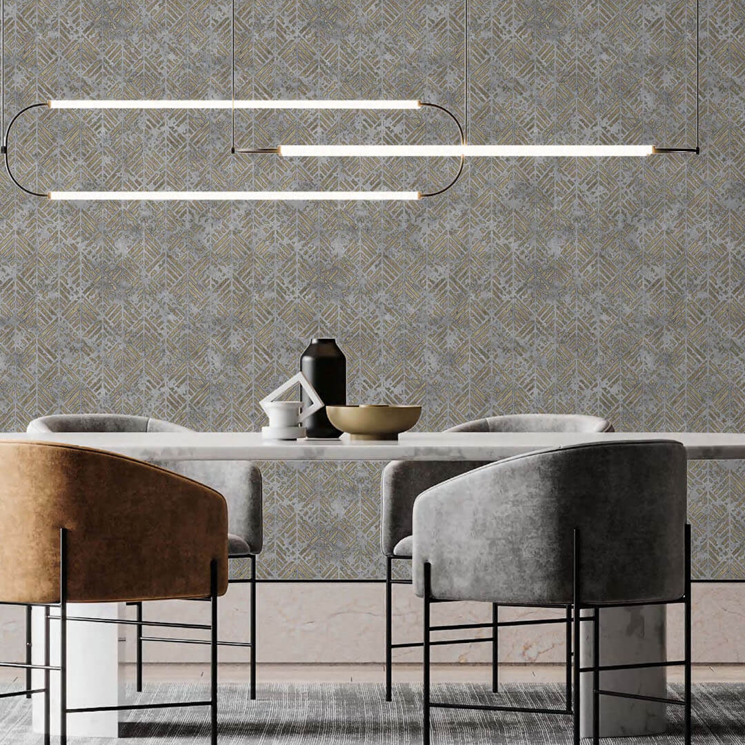 Grey Gold Chevron Tribal Geometric Wallpaper