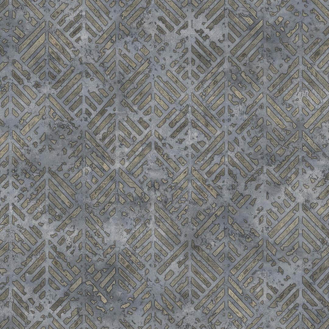 Blue Gold Chevron Tribal Geometric Wallpaper